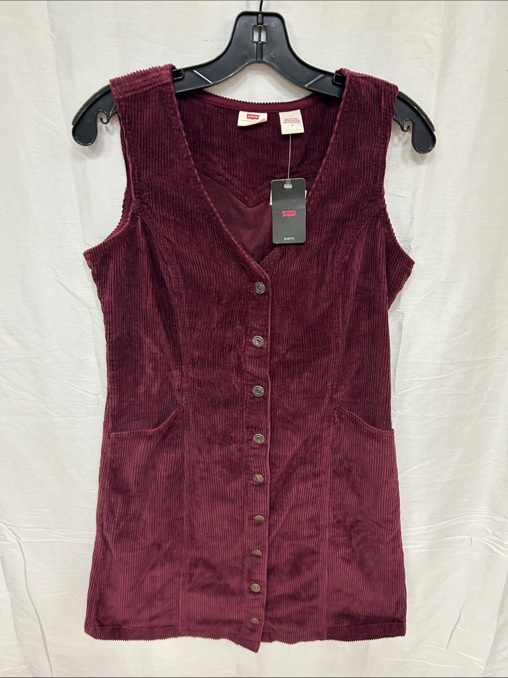 Levi's Women's Wine Corduroy Button-Front Mini Dress - Picture 2 of 7